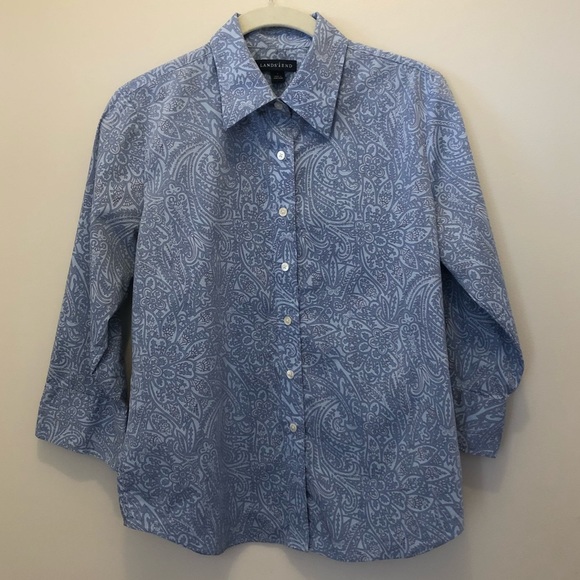 Lands’ End Paisley Wrinkle-Resistant Blouse - Picture 1 of 8